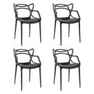 Kit Com 4 Cadeira Allegras Empilhavel Sala Jantar Pretas Resistente Garden Life