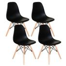 Kit com 4 Cadeira Fixa Eiffel Concha Plastico Resistente Preto