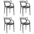 Kit Com 4 Cadeiras Allegra Empilhavel Cor Preta Design Sala de Jantar Cozinha Garden life