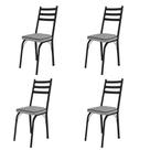 Kit Com 4 Cadeiras de Jantar Aço Tubular 141 SF Preto/Grafiato Cinza - Combo Stock