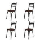 Kit Com 4 Cadeiras de Jantar Aço Tubular 141 SF Preto/Imbuia - Movelpolo