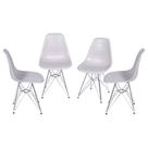 Kit com 4 Cadeiras Eames Policarbonato com Base Cromada na Cor Fendi - 64543