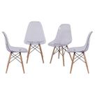 Kit com 4 Cadeiras Eames Policarbonato com Base Em Madeira Incolor - 64532 Kit com 4 Cadeiras Eames Policarbonato com Base Em Madeira Incolor - 64532