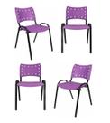 Kit Com 4 Cadeiras Iso Para Escola Escritório Comércio Roxa Base Preta Kit Com 4 Cadeiras Iso Para Escola Escritório Comércio Roxa Base Preta