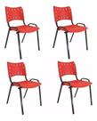 Kit Com 4 Cadeiras Iso Para Escola Escritório Comércio Vermelha Base Preta Kit Com 4 Cadeiras Iso Para Escola Escritório Comércio Vermelha Base Preta