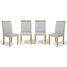 Kit Com 4 Cadeiras Maiara Madeira Maciça Estofadas Para Mesa De Jantar Linho Cinza 407
