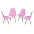 Kit Com 4 Cadeiras Para Mesa De Jantar Cozinha Rosa Base Madeira