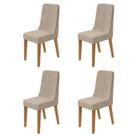 Kit com 4 Cadeiras para Sala de Jantar Estofadas Luar Marrom/Amendoa/Rinzai Bege Kit com 4 Cadeiras para Sala de Jantar Estofadas Luar Marrom/Amendoa/Rinzai Bege