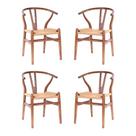 Kit com 4 Cadeiras para Sala de Jantar Madeira Maciça Wishbone Marrom/Escura