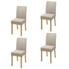 Kit com 4 Cadeiras para Sala de Jantar para Sala de Jantar Pés Madeira Maciça Jade Bege/Amêndoa Clean/Marrome Creme