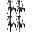 Kit Com 4 Cadeiras Tolix Preto Fosco Industrial Durável, Moderna E Versátil Para Sala, Cozinha
