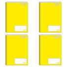 Kit com 4 Caderno Brochurão 96 Folhas Amarelo 20cmx27cm Jandaia