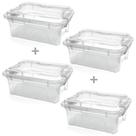 Kit Com 4 Caixas Organizadora Com Trava 3 Litros Transparente