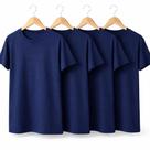 Kit com 4 Camisetas Básicas Azul Marinho em Poliviscose