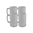 Kit Com 4 Canecas De Vidro Para Chopp Textura Jateada Fosca 300ml Com Alta Resistencia Para Bar