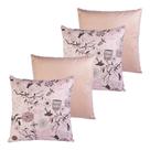 Kit com 4 capas de almofada 45x45 pássaro rosa