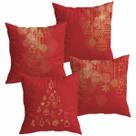 Kit com 4 Capas de Almofada Natalina 45x45cm Decorativa para Sofá, Sala e Quarto