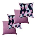 Kit com 4 capas de almofadas 45x45 geométrico rosa