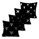 Kit com 4 Capas de Almofadas Decorativas Diamantes Brancos