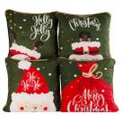 Kit com 4 Capas de Almofadas Estampadas Natal Ano Novo Estampadas 45cm x 45cm com Viés - Decoração Natalina Festas Fim de Ano Ceia Sala Sofá Quarto