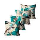 Kit com 4 Capas de Almofadas Pássaros Bege 45x45