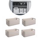 Kit com 4 Cestos Organizadores Cinza Claro Fit Grande com Alça 5,6L 30,5x18,5x12