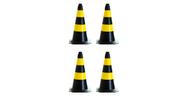 Kit com 4 cone de sinalização - altura de 50cm - preto / amarelo
