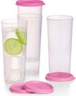 Kit com 4 copos 470ml cada Translúcido com tampa Rosa Tupperware