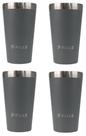 Kit com 4 Copos Térmicos Pullo Fun 480ML Cinza