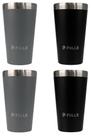 Kit com 4 Copos Térmicos Pullo Fun 480ML Preto e Cinza Kit com 4 Copos Térmicos Pullo Fun 480ML Preto e Cinza