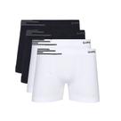 Kit Com 4 Cuecas Boxer Branco/Preto Lupo 436-002