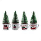 Kit com 4 Enfeite Decorativo de Natal Árvore Caneca Temática