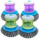 kit com 4 Esponja Escova Malha de Aço Ariar Panelas Louças com Dispenser Porta Detergente