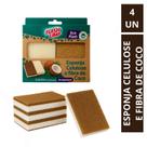 Kit com 4 Esponjas de Celulose e Fibra de Coco Flash Limp Biodegradáveis