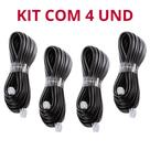 Kit com 4 Extensão 5 Metros Lisa Fio Chato Telefone