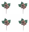 Kit Com 4 Flor De Natal Pinha Mini Buquê 12 Cm Enfeite