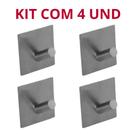 Kit com 4 Gancho Inox Prata De Parede Adesivo Toalhas Bolsas Roupas Chaves Mimo Style