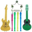Kit Com 4 Instrumentos Musicais Para Criança - Pandeirinho Estrela, Flauta, Violinha E Guitarra - Brinquedo