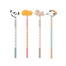 Kit com 4 Lápis HB Cis Fantasia com Borracha Gatos Cor Escrever Conjunto Fofo Material Escolar Aula