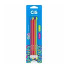 Kit com 4 Lápis Preto HB Grafite CiS Club com Borracha Acoplada Cores Corpo Triangular Estudos