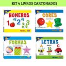 Kit com 4 livros cartonados com abas - Formas, Cores, Números e Letras