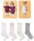 Kit com 4 Pares de Meias Festa Bebê com Laço Duck 12382 Kit com 4 Pares de Meias Festa Bebê com Laço Duck 12382
