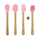 kit com 4 Peças Linha Confeiteiro Multiuso de Silicone com Cabo de Bambu