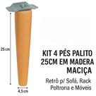 Kit com 4 Pés Palito 25cm Chapinha Chanfrada Ideal para Sofá, Rack, Móveis