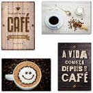 Kit com 4 Placas em MDF - Café - R+ Adesivos