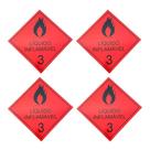 Kit Com 4 Placas Simbologia Líquido Inflamável - 3 30x30cm Kit Com 4 Placas Simbologia Líquido Inflamável - 3 30x30cm