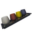 Kit com 4 Porta Velas em Vidro Color + Bandeja