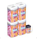 Kit Com 4 Potes Hermético De Acrílico Mantimentos Tampa Trava 2300 Ml