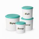 Kit com 4 potes para Mantimento com tampa Redondo -Decorado