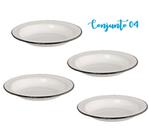 Kit com 4 Pratos Fundos Esmaltado Ewel - Branco